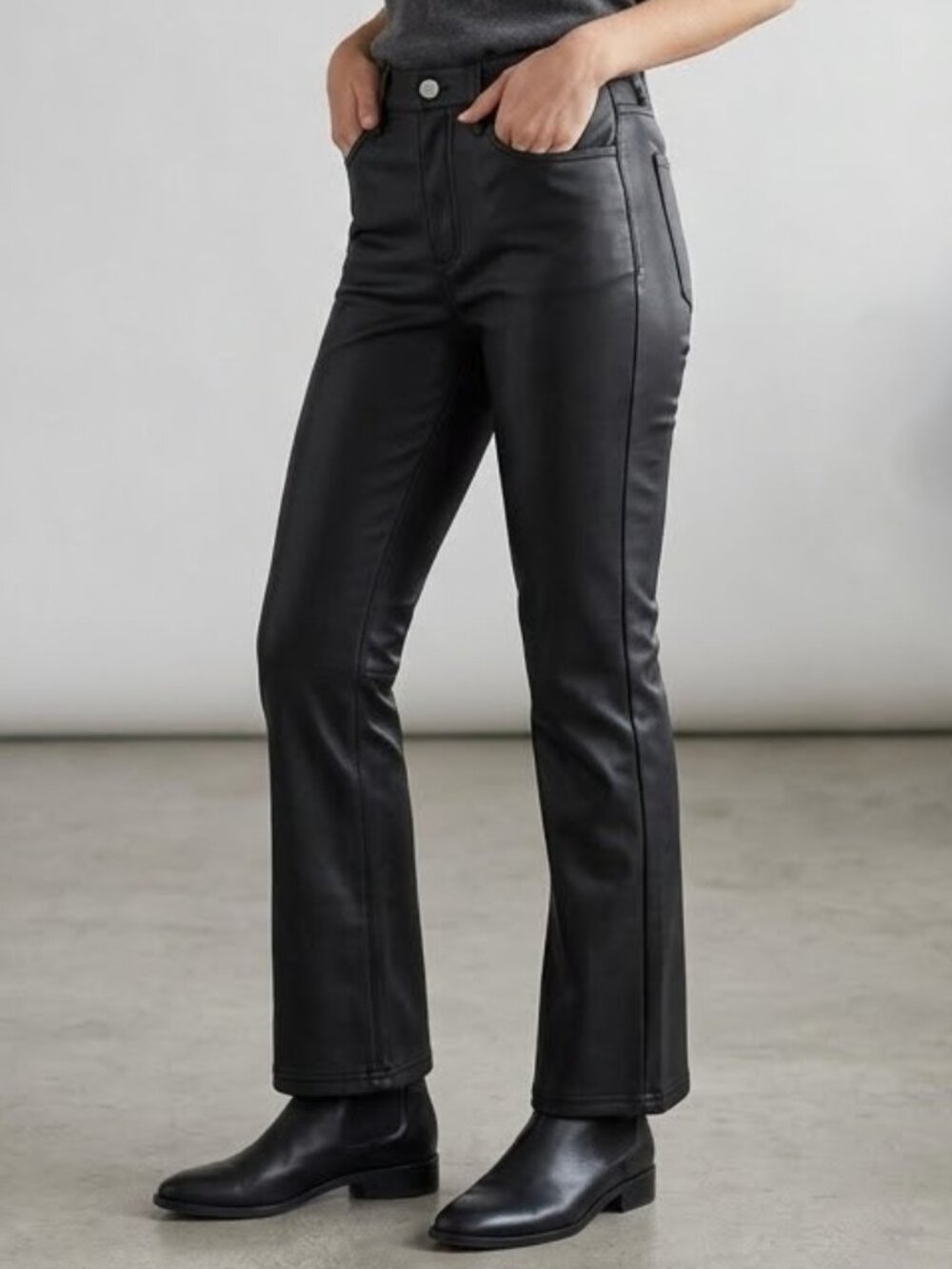 RAG & BONE Faux Leather Black Ankle Pants Size 28 NWT